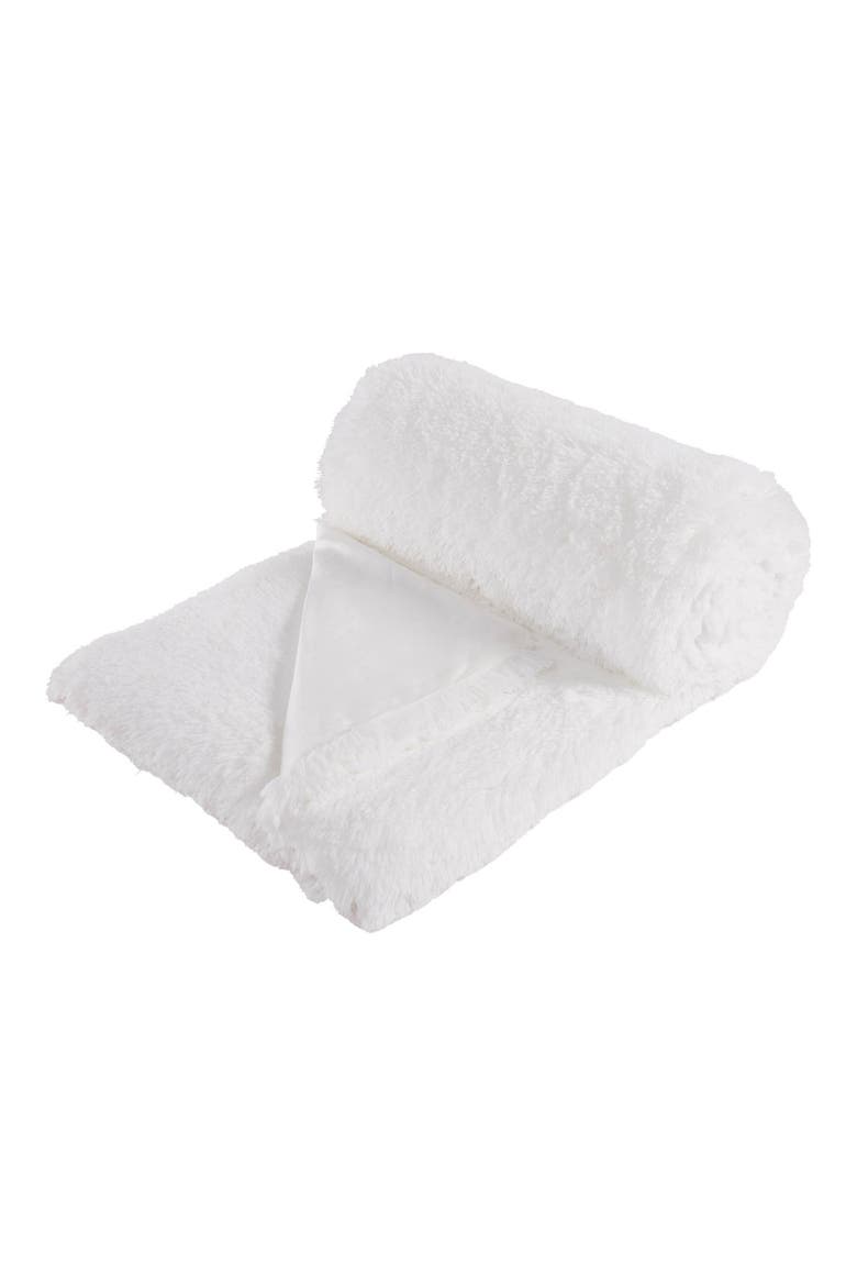 Shaggy Faux Fur Throw Blanket, Main, color, WHITE