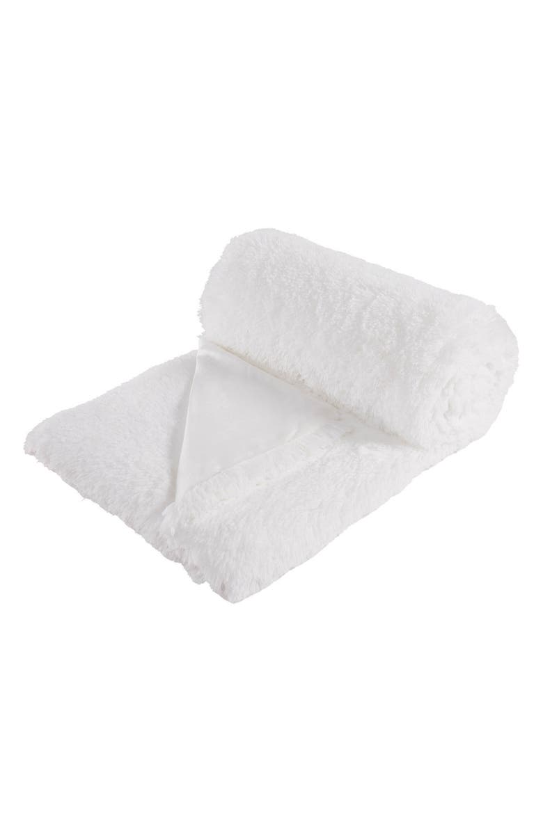 Juicy Couture Shaggy Faux Fur Throw Blanket, Main, color,