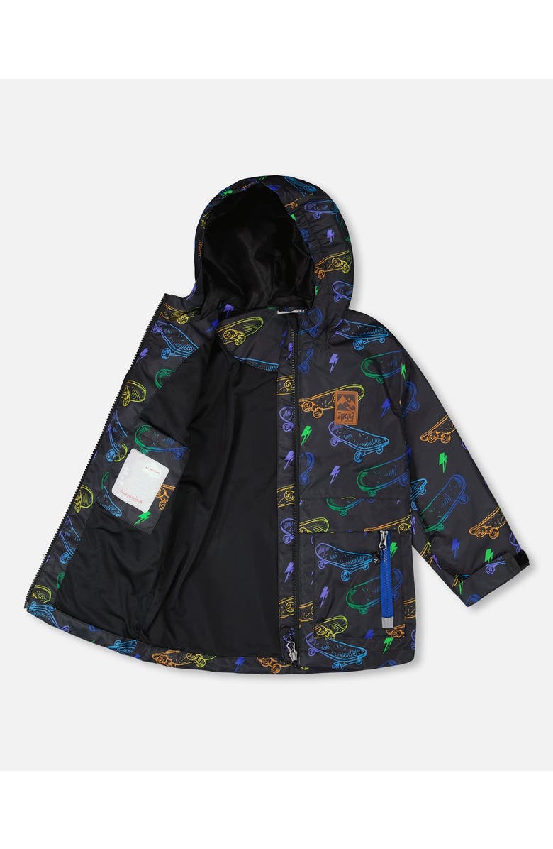 Deux par Deux Mid-Season Skateboards Jacket, Alternate, color, Black Printed Skateboards