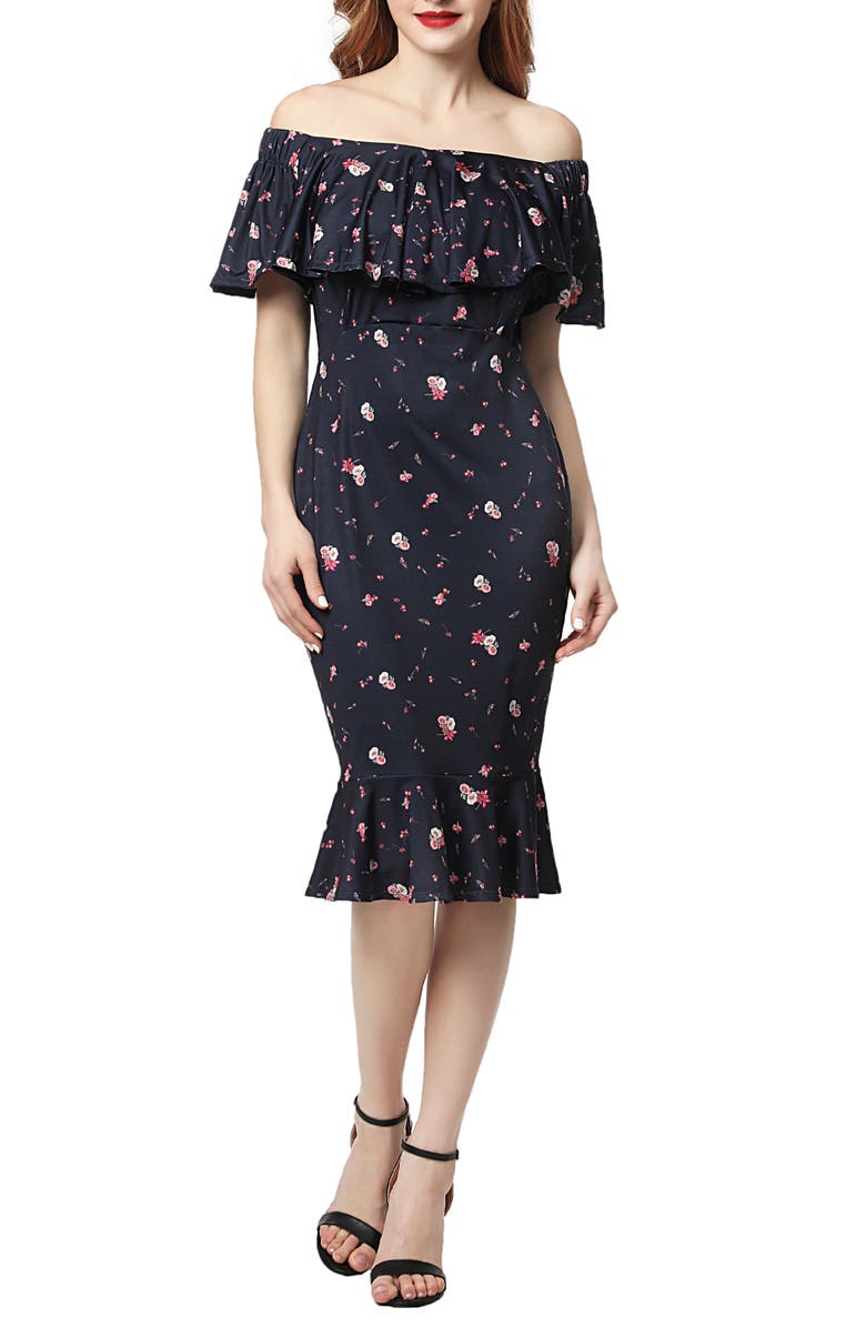 Kimi and Kai Flora Off the Shoulder Maternity Dress, Main, color, 