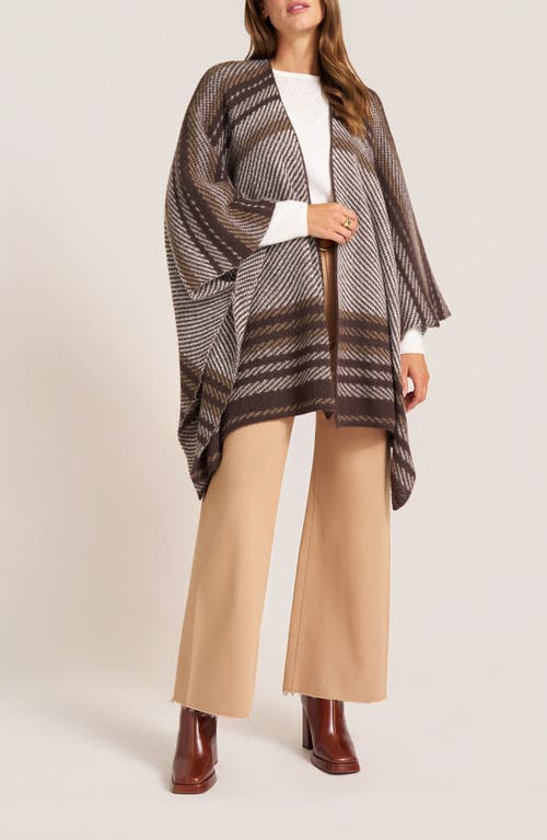 Matty M . Stripe Poncho In Brown