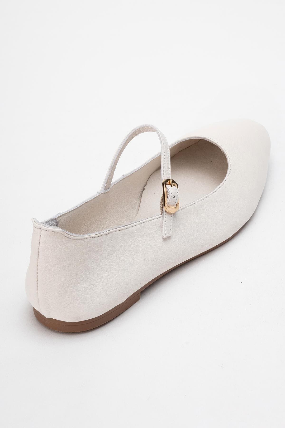Lara Leather Mary Jane Flats, Alternate, color, Ecru