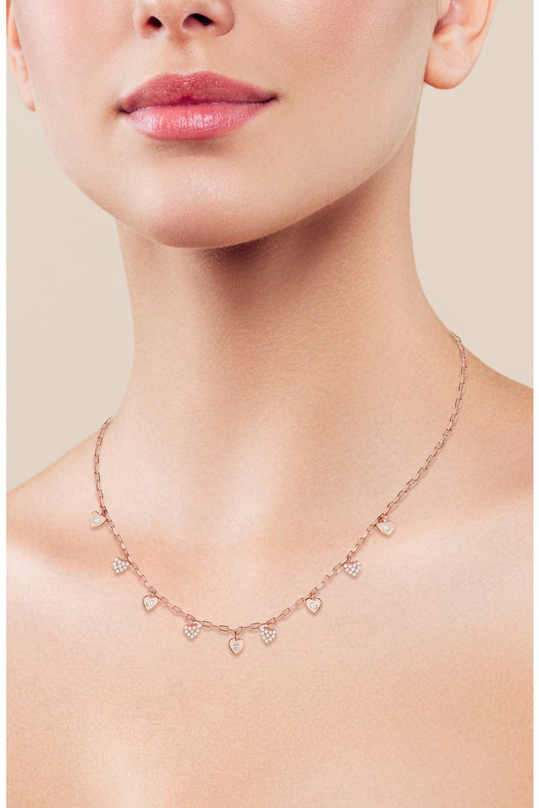 Heart Charm Necklace, Alternate, color, ROSE GOLD