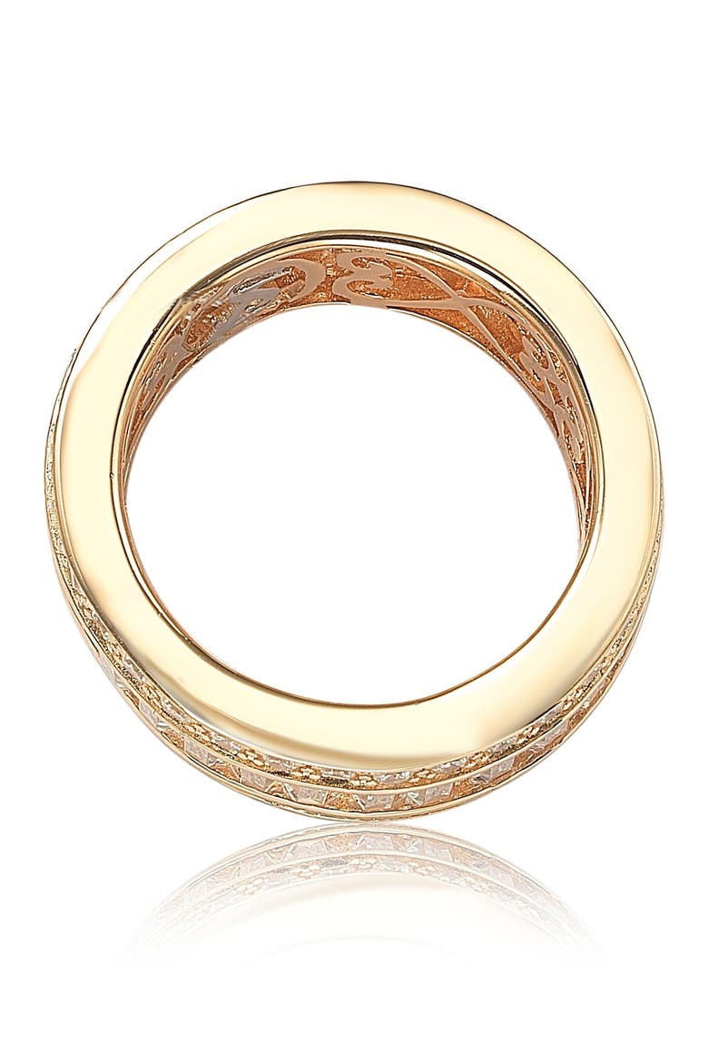 14K Rose Gold Plated Sterling Silver Baguette-Cut & Round-Cut CZ Eternity Band, Alternate, color, ROSE