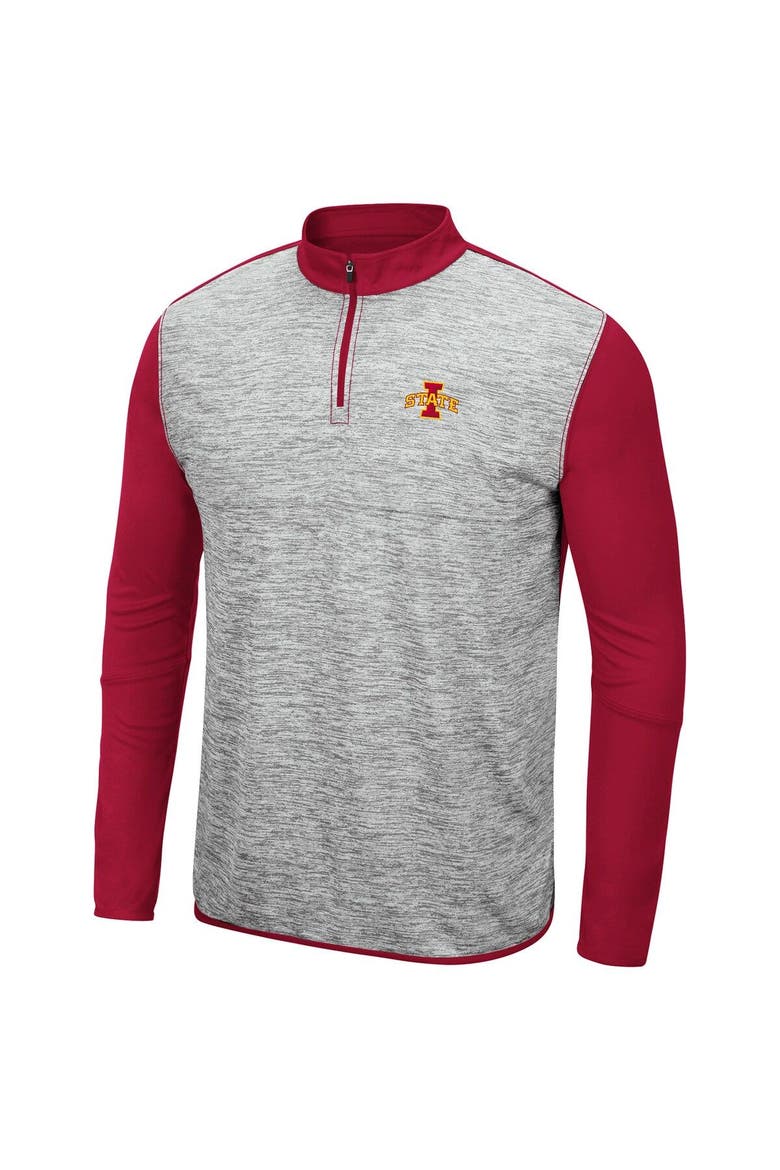 Men's Colosseum Heathered Gray/Cardinal Iowa State Cyclones Prospect Quarter-Zip Jacket, Alternate, color, Heather Gray