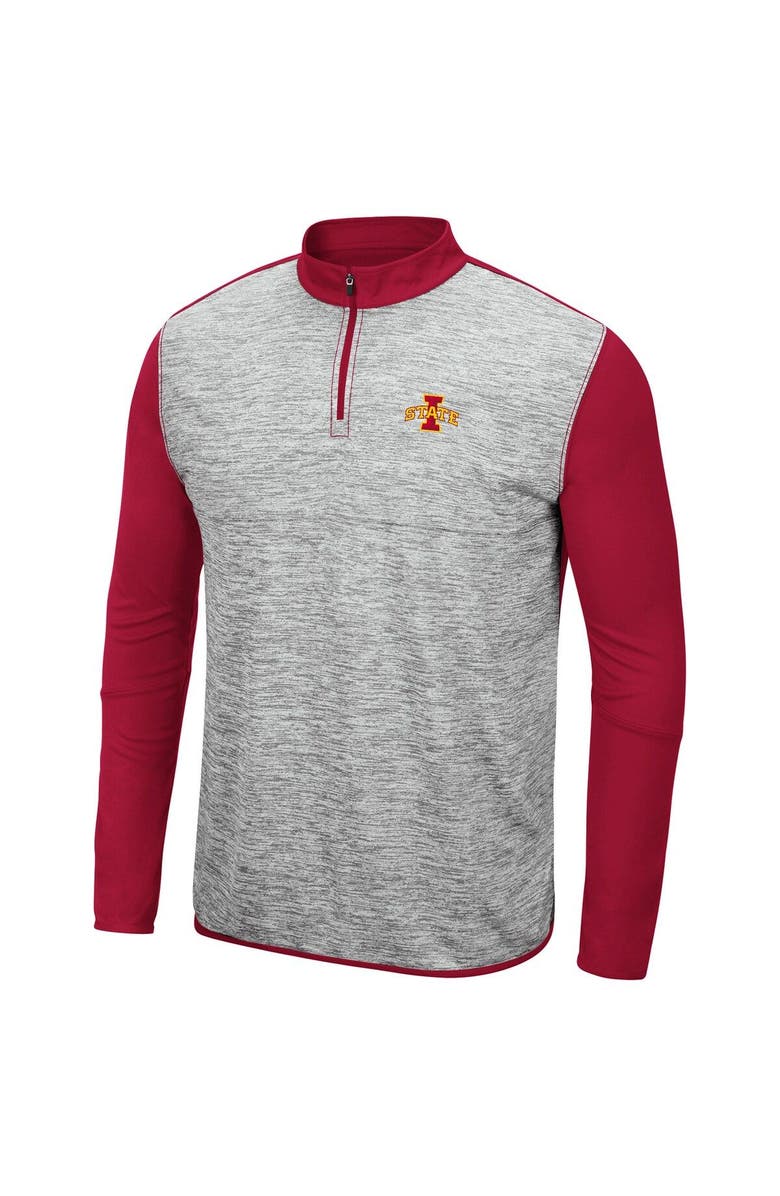 COLOSSEUM Men's Colosseum Heathered Gray/Cardinal Iowa State Cyclones Prospect Quarter-Zip Jacket, Alternate, color, Heather Gray