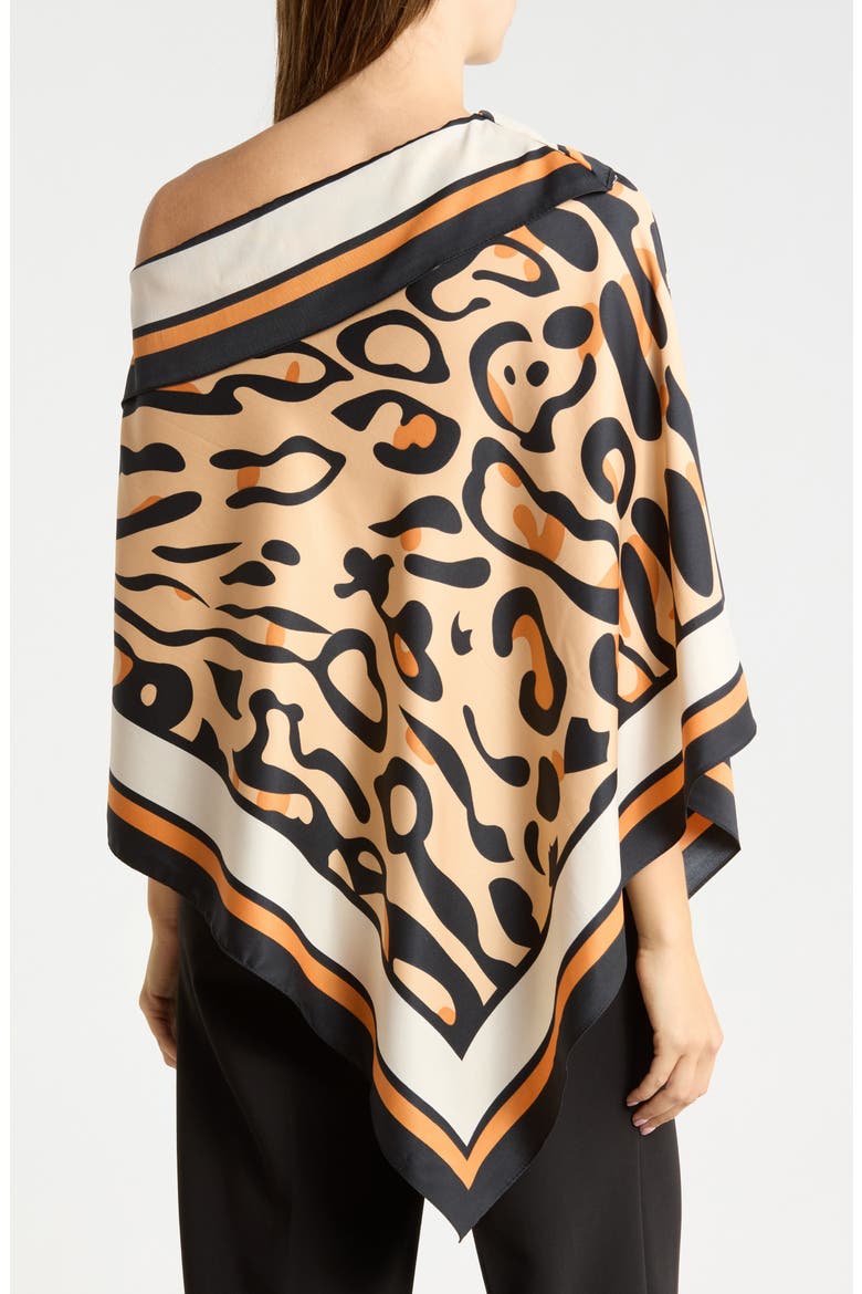 Animal Print Satin Poncho, Alternate, color, BROWN