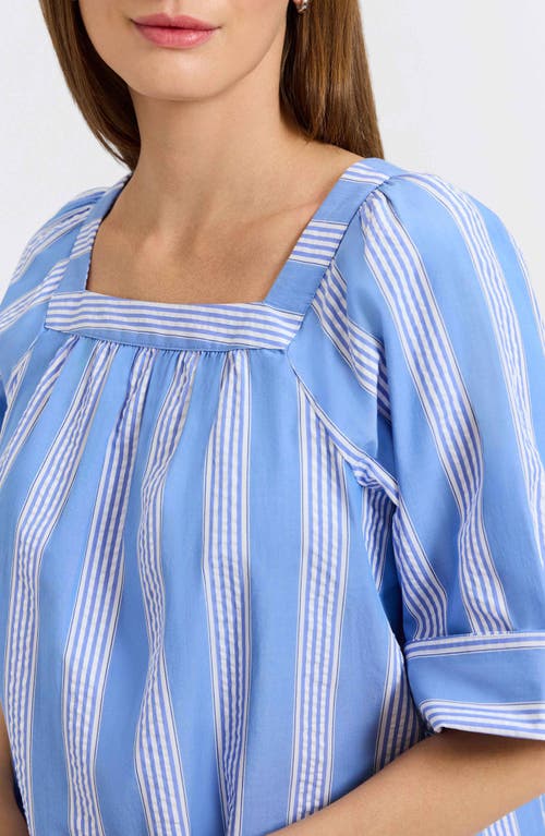 Foxcroft Violet Stripe Cotton Top In Blue Multi