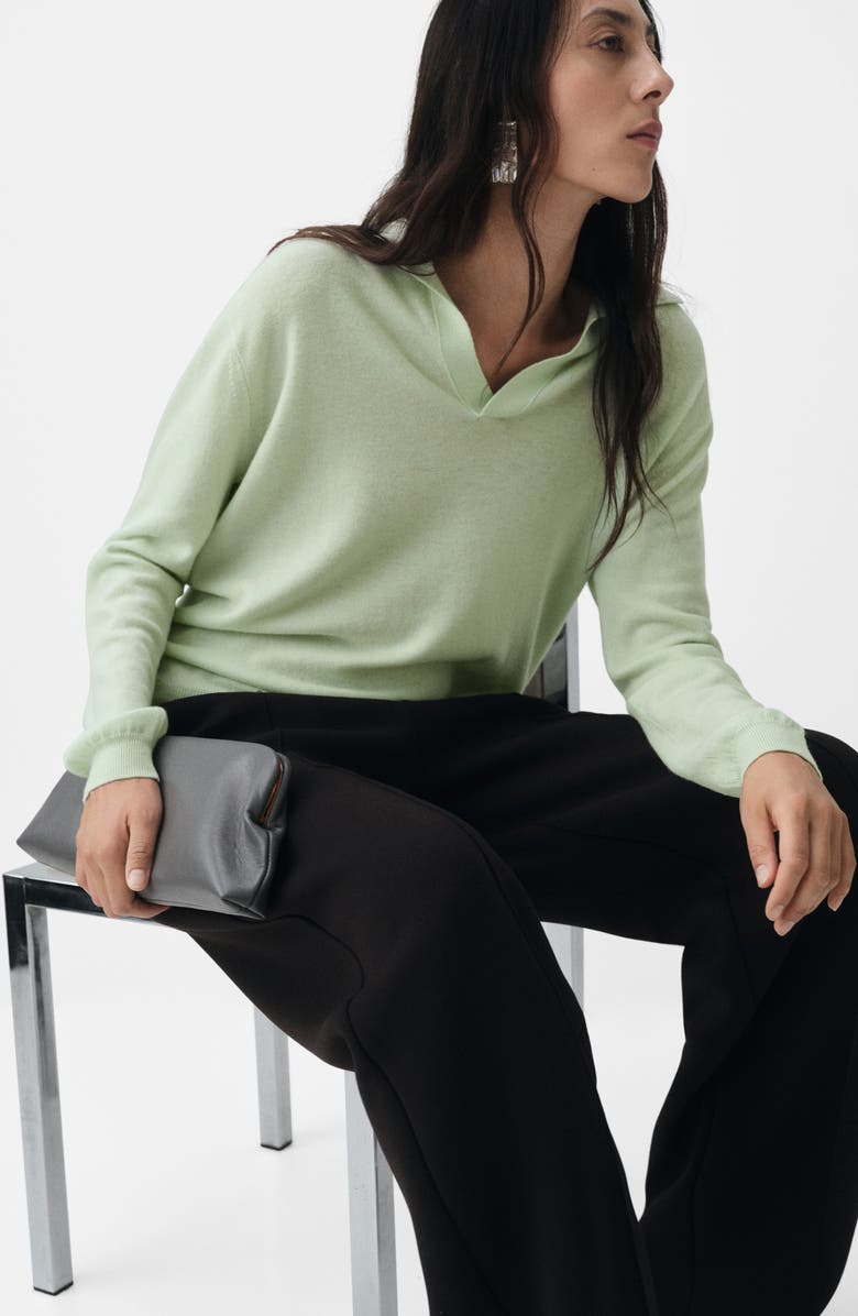 MANGO Selection Johnny Collar Wool Sweater, Alternate, color, Aqua Green