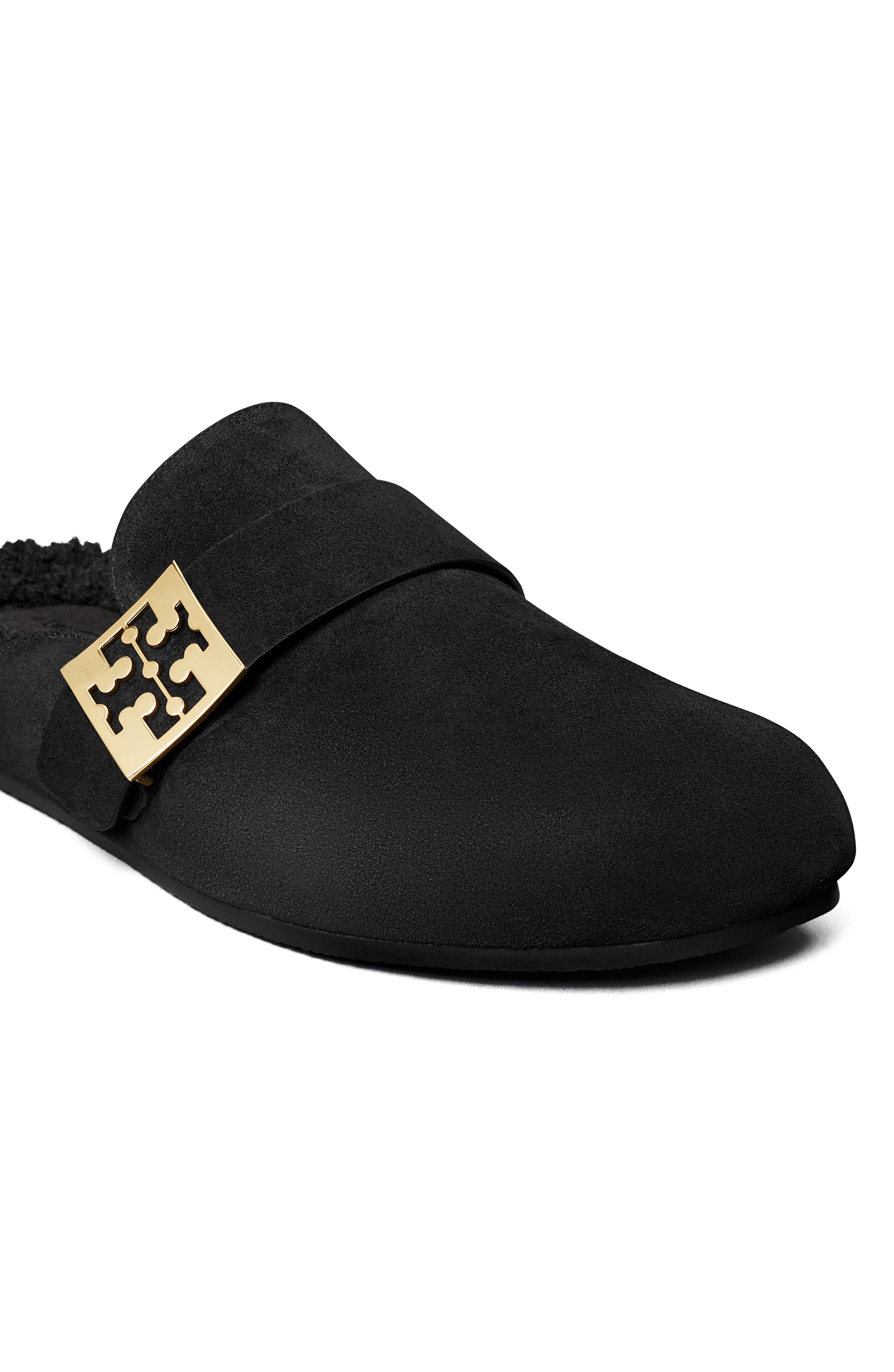 Tory Burch Mellow Faux Shearling Lined Mule, Alternate, color, Perfect Black / Perfect Black