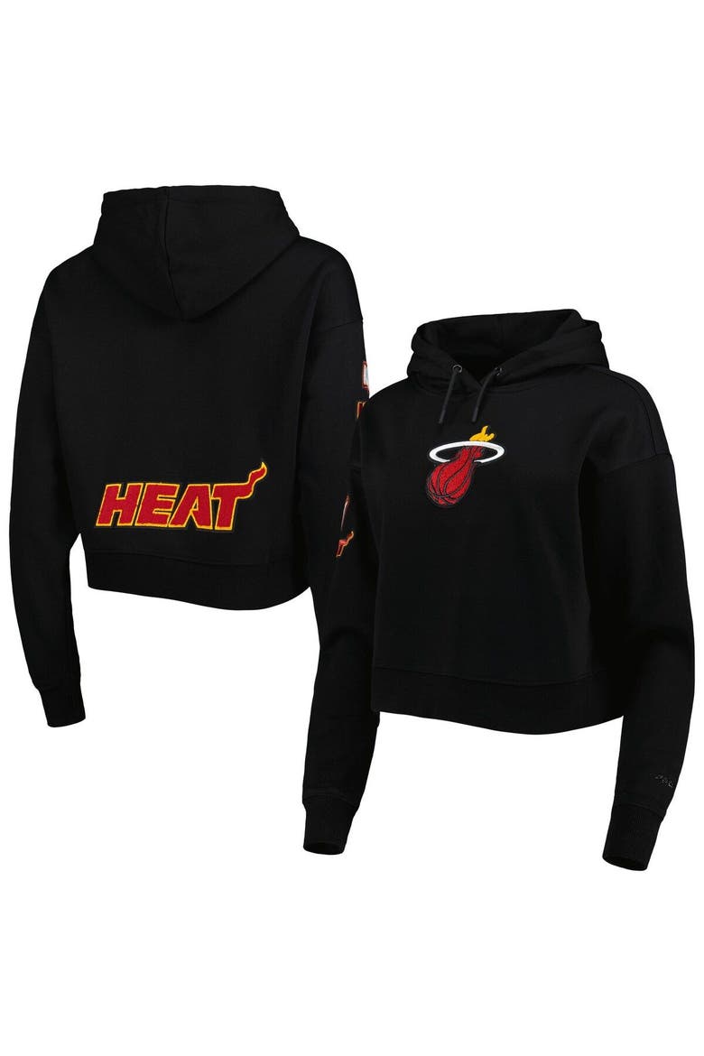 Women's Pro Standard Black Miami Heat Classic Fleece Cropped Pullover Hoodie, Main, color, Black