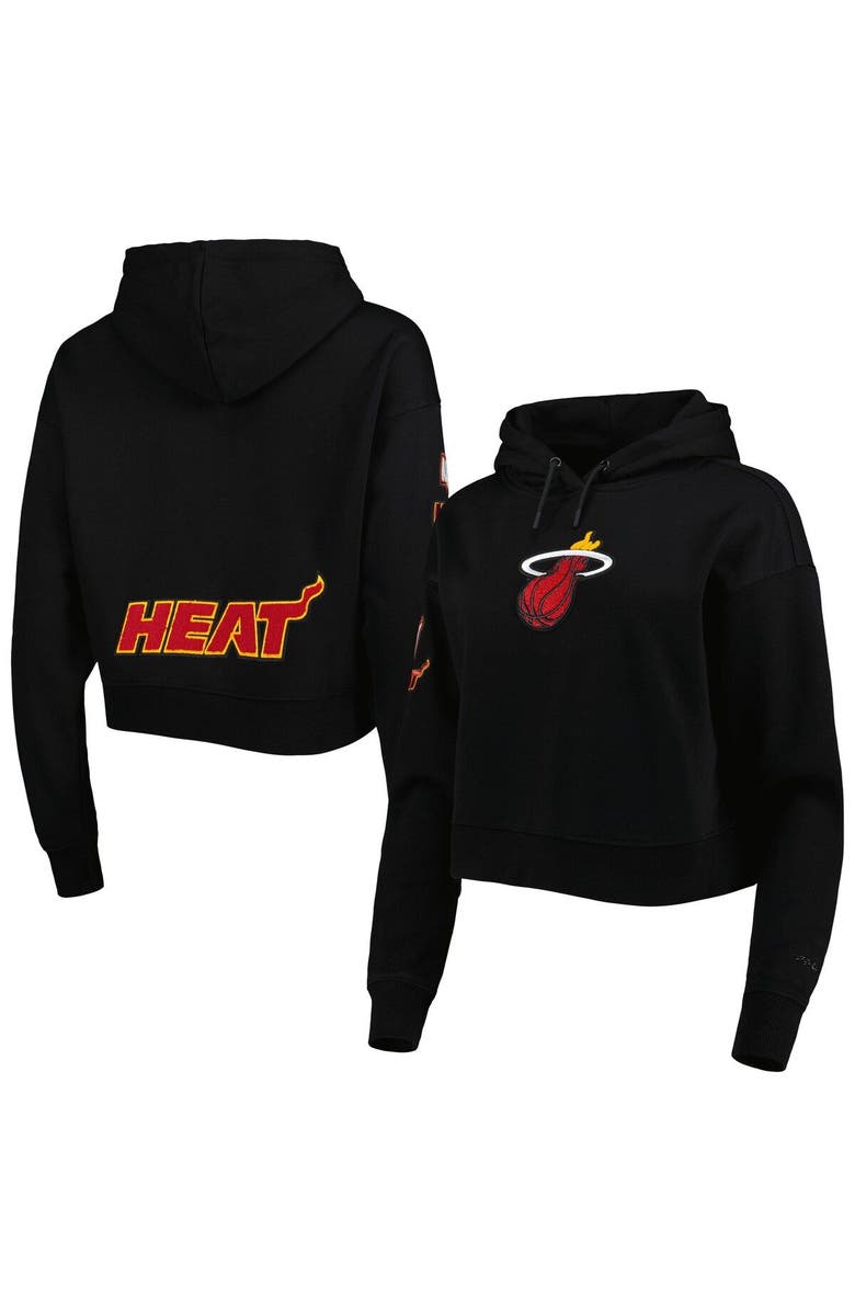 PRO STANDARD Women's Pro Standard Black Miami Heat Classic Fleece Cropped Pullover Hoodie, Main, color, Black