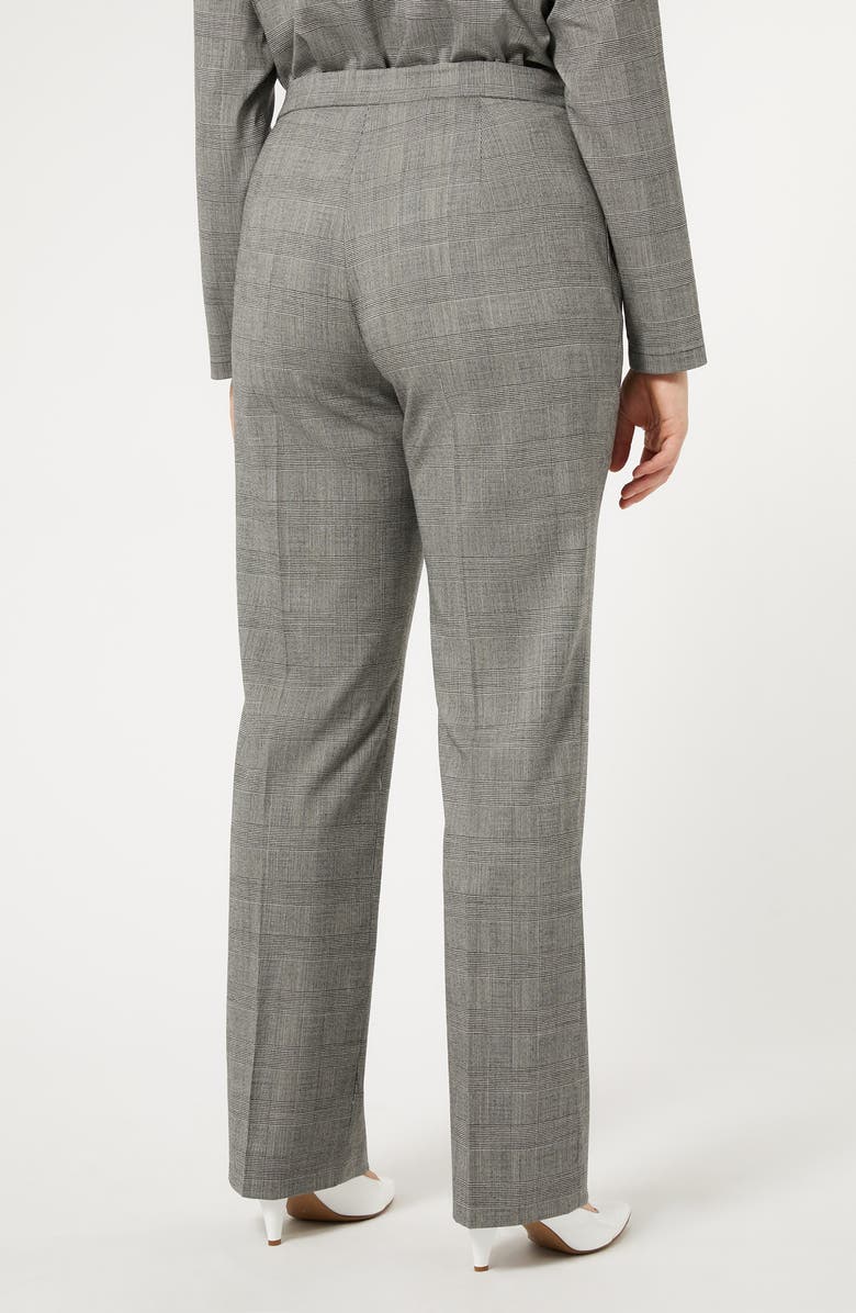 Marina Rinaldi Edwige Check Straight Leg Wool Blend Pants, Alternate, color, Black White