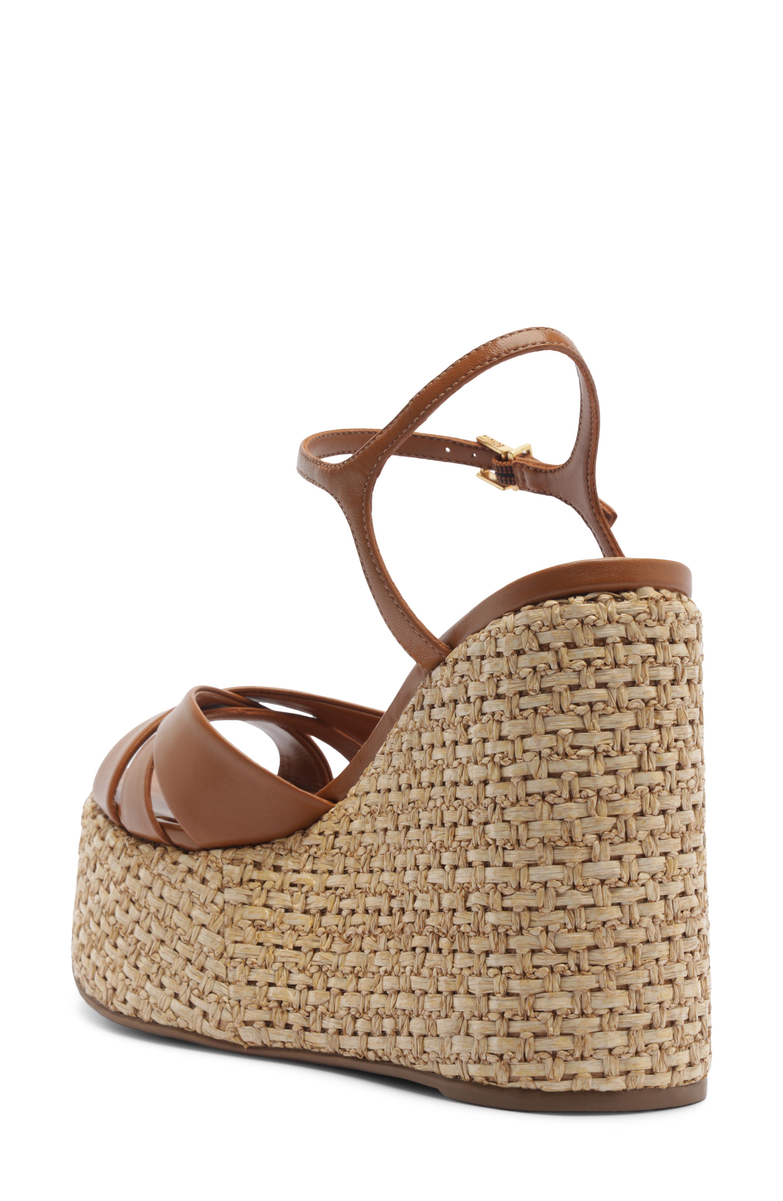 Schutz Keefa Platform Wedge Ankle Strap Sandal, Alternate, color, Burnt Honey