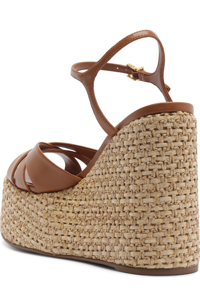 Schutz Keefa Platform Wedge Ankle Strap Sandal, Alternate, color, Burnt Honey