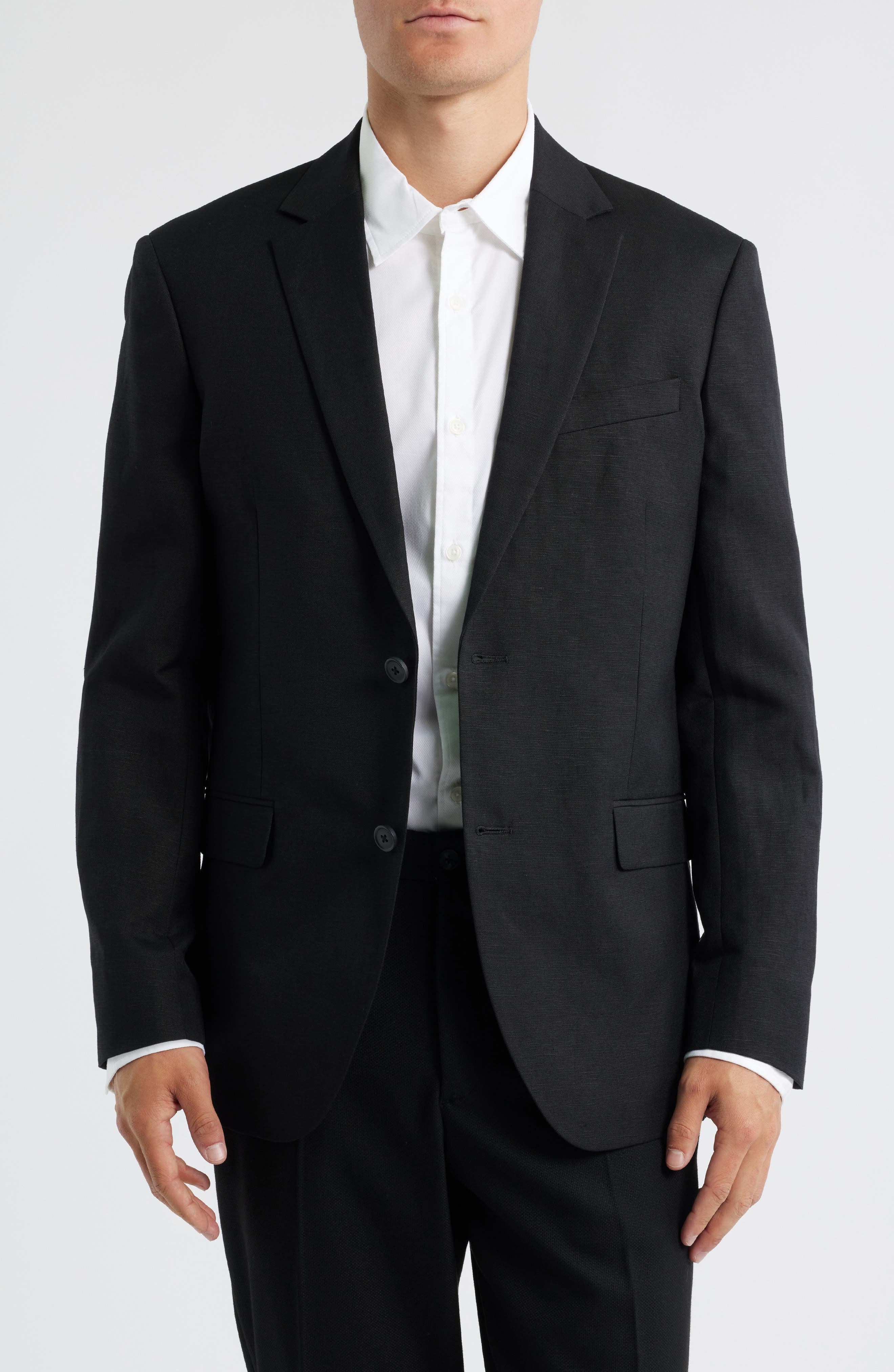 Open Edit Slim Fit Solid Linen Blend Sport Coat