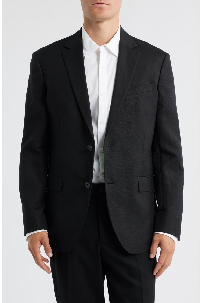Slim Fit Solid Linen Blend Sport Coat, Main, color, BLACK CAVIAR
