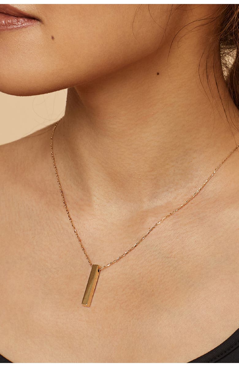 Oradina 10K Gold Brooklyn Bar Pendant Necklace, Alternate, color, White Gold