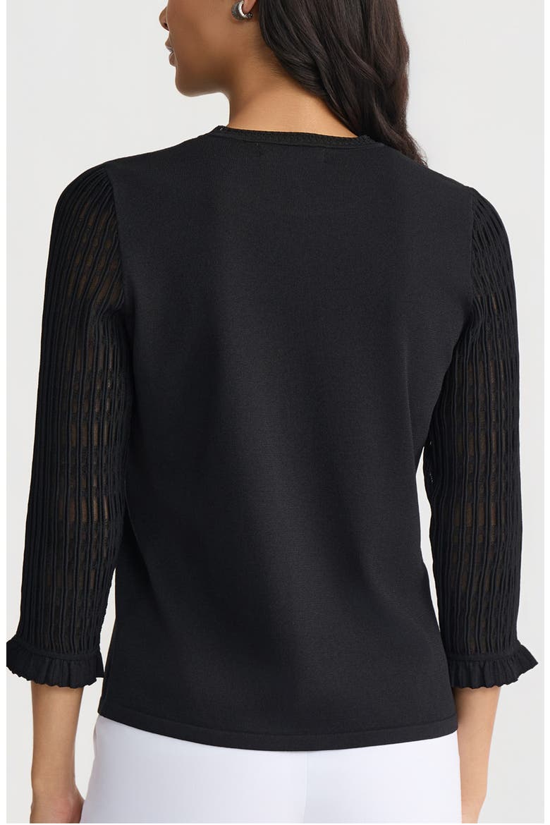 Sheer Ruffle Sleeve Sweater, Alternate, color, BLACK