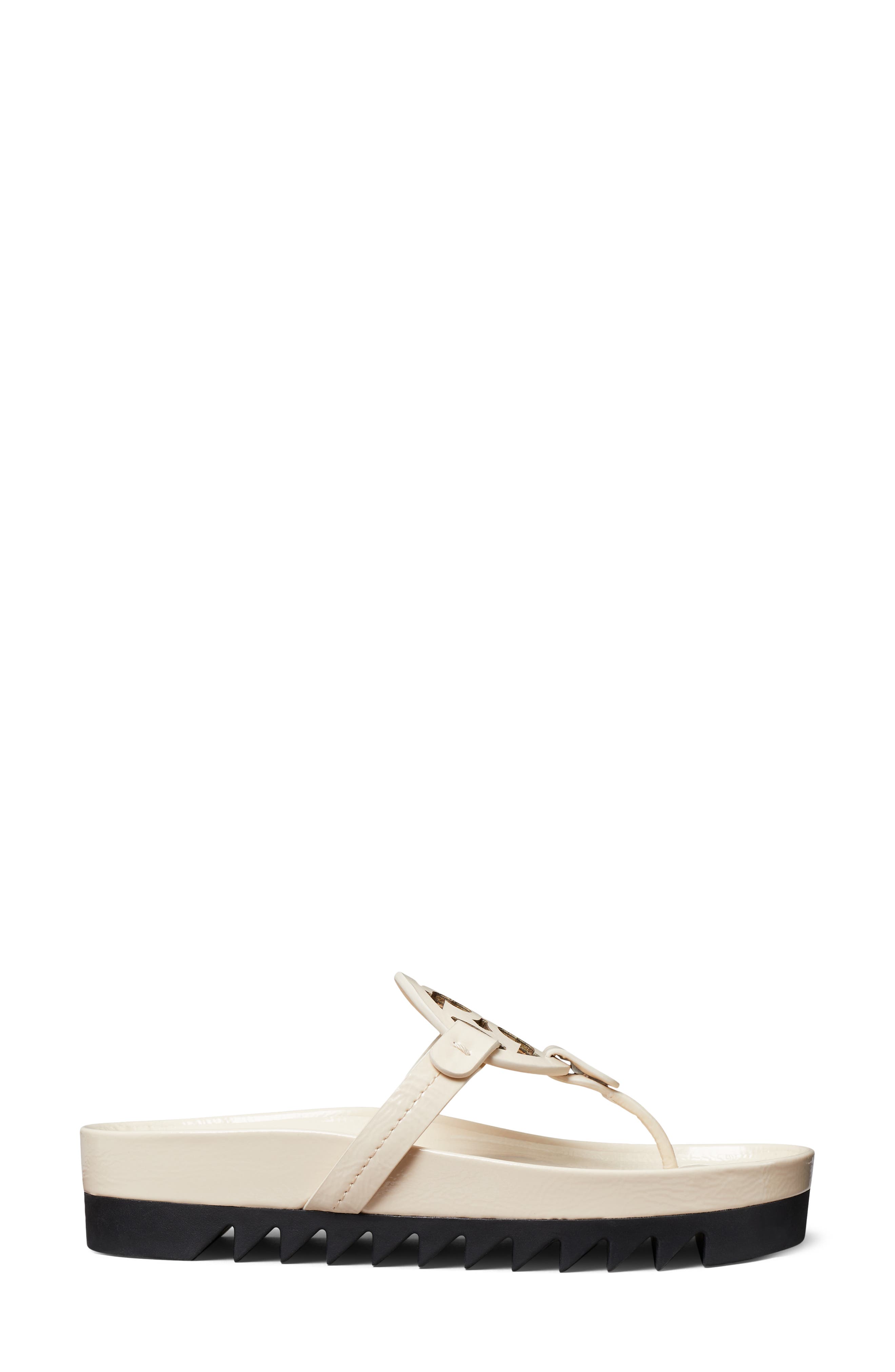Tory Burch Miller Cloud Lug Sandal, Alternate, color, New Cream / Perfect Black