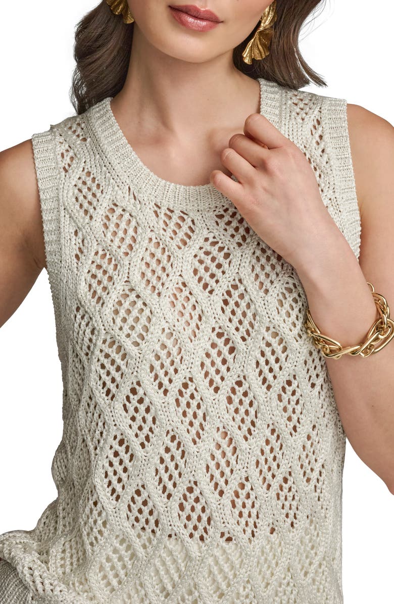 Donna Karan New York Diamond Pattern Sleeveless Sweater, Alternate, color, 