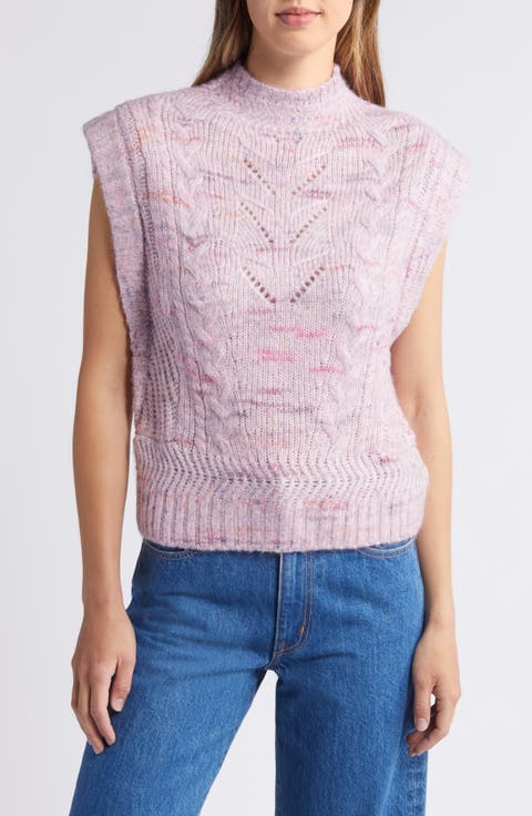 Cable Stitch Mock Neck Sweater Vest