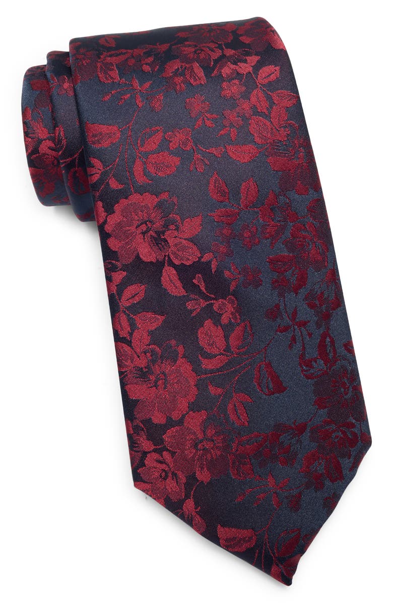 Michael Kors Karst Floral Jacquard Tie, Main, color, Red