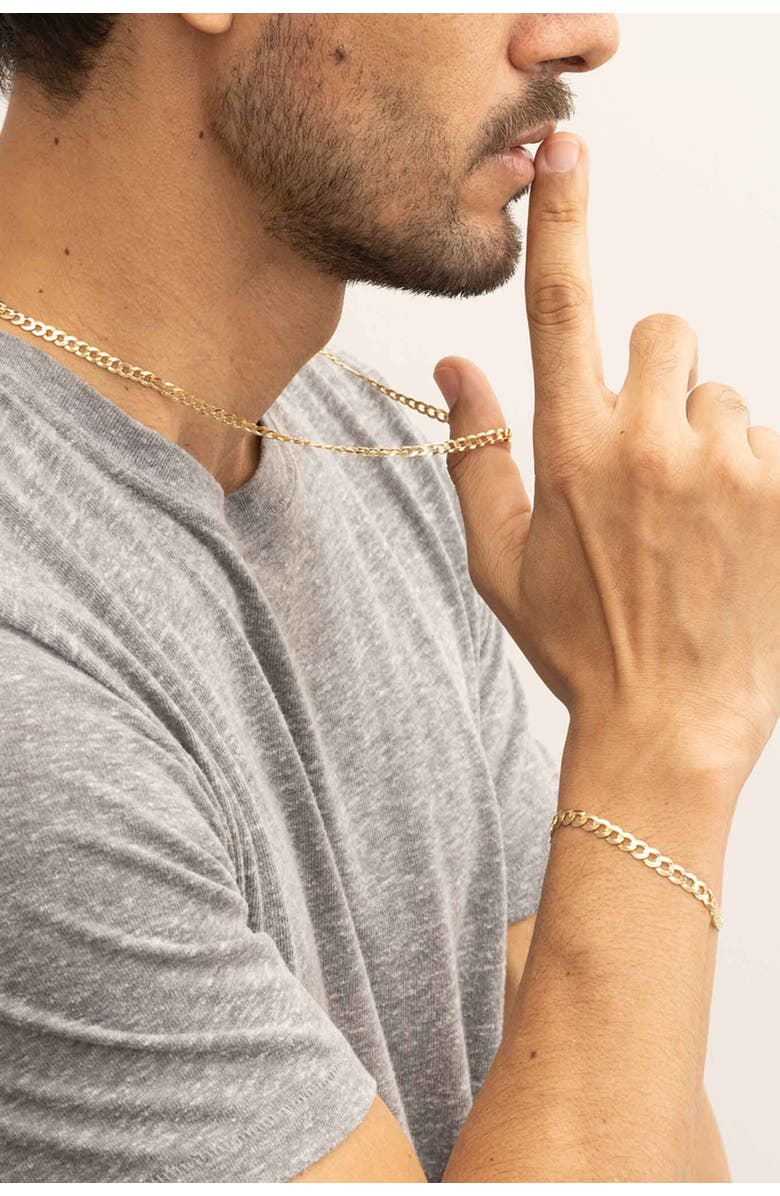 Oradina Men's Carmine Curb Bold Bracelet in 10K Gold, Alternate, color, Yellow Gold