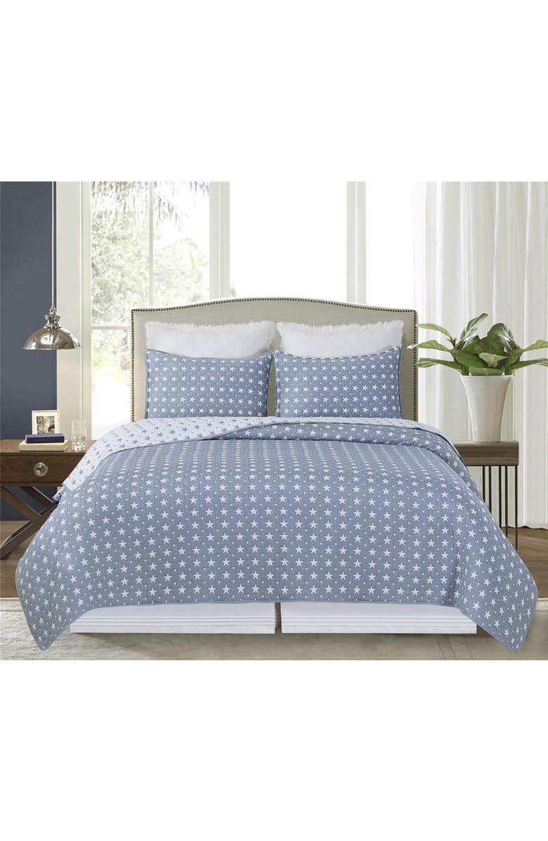 C&F Home Chambray Star Full/Queen3-Piece Quilt Bedding Set, Alternate, color, Blue