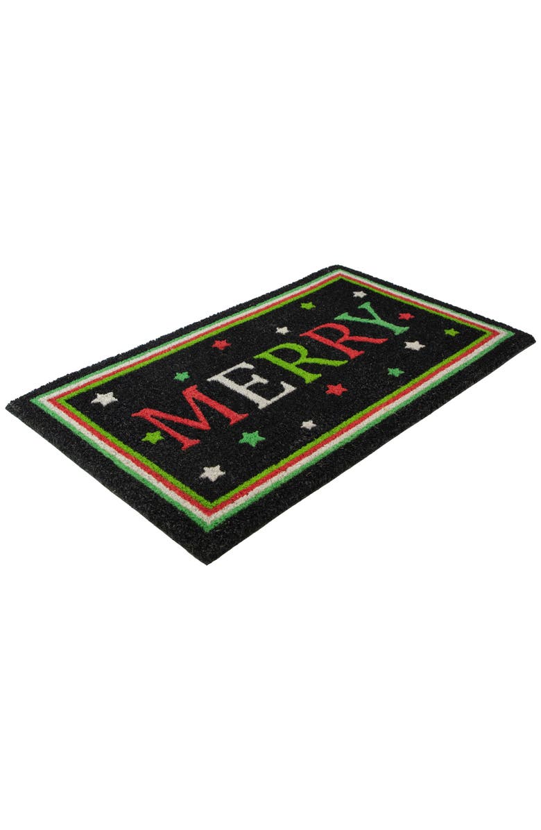 Northlight Black Coir "Merry" Christmas Doormat 18" X 30", Alternate, color,