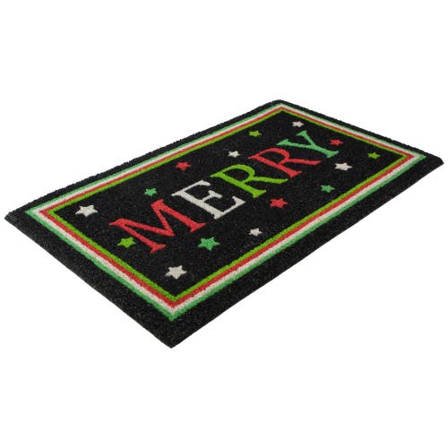 Northlight Black Coir Merry Indoor Rectangular Doormat In Black