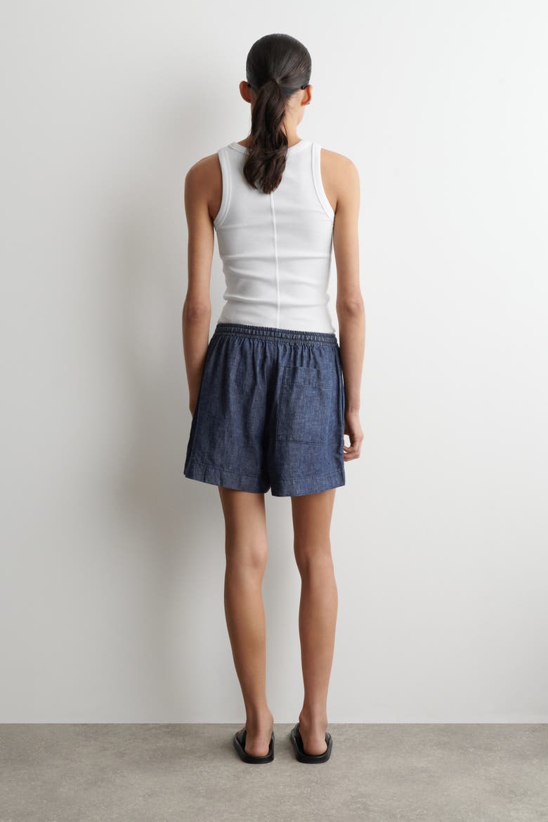 Drawstring Denim Shorts, Alternate, color, BLUE