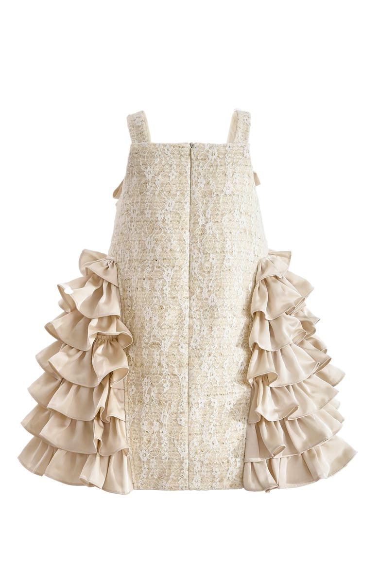Ruffle Cascade Bow Dress, Alternate, color, Cream