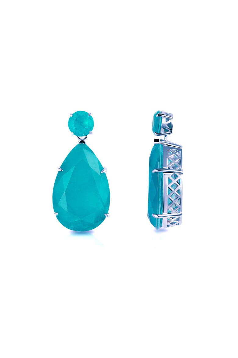 Paraiba stone pear earrings, Main, color, Aqua