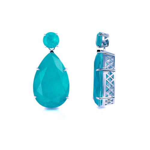 Gemma Azzurro Paraiba Stone Pear Earrings In Blue