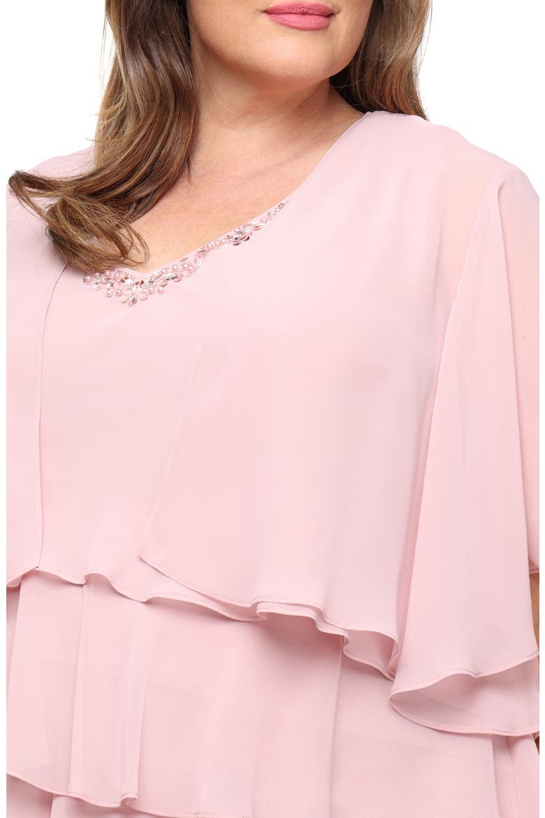 Tiered Ruffle Chiffon Dress with Jacket, Alternate, color, FADED ROSE