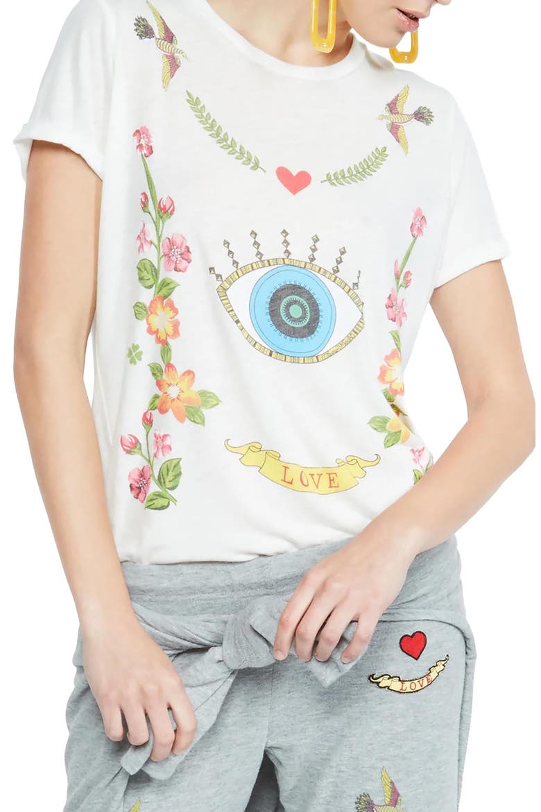 Edda Floral Eye Love Top, Alternate, color, Milk