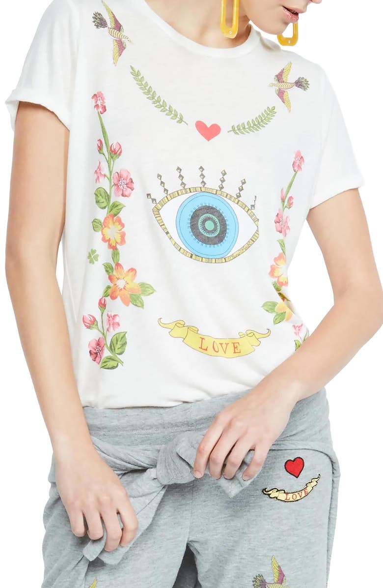 Lauren Moshi Edda Floral Eye Love Top, Alternate, color, Milk
