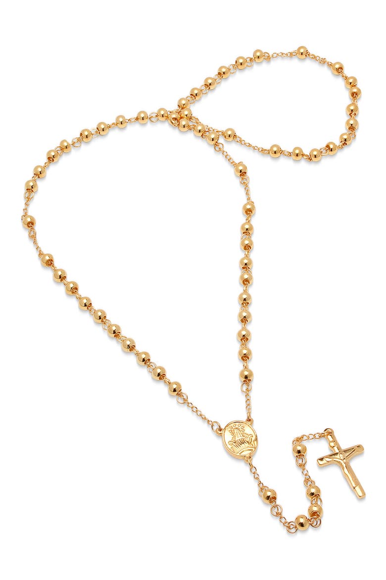 18k Gold Plated Rosary Necklace, Main, color, GOLD
