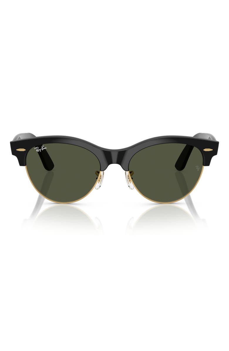 Ray-Ban Clubmaster Way 54mm Square Sunglasses, Main, color, Black And Gold