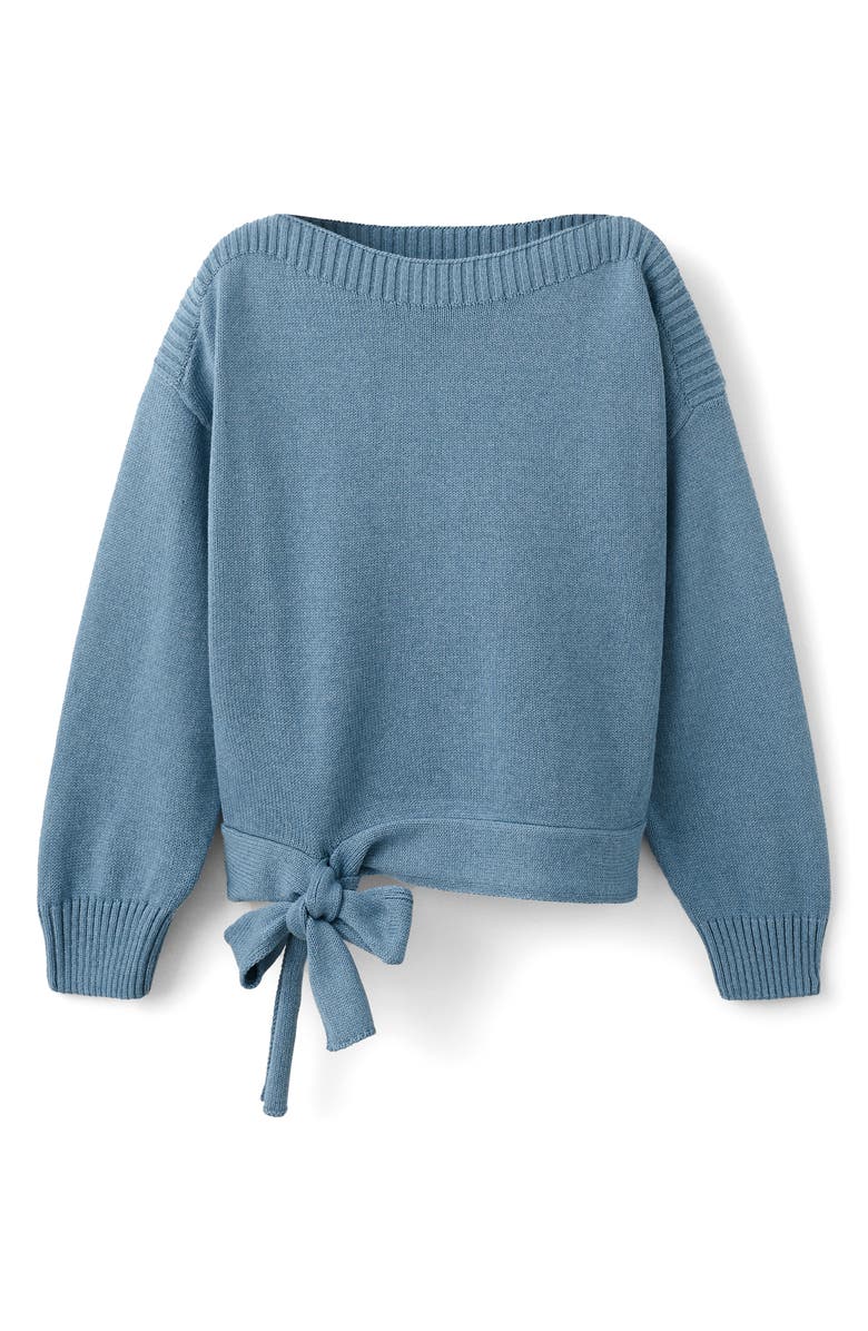 MANGO TEEN Boat Neck Tie Hem Cotton Blend Sweater, Alternate, color, 