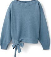 MANGO TEEN Boat Neck Tie Hem Cotton Blend Sweater