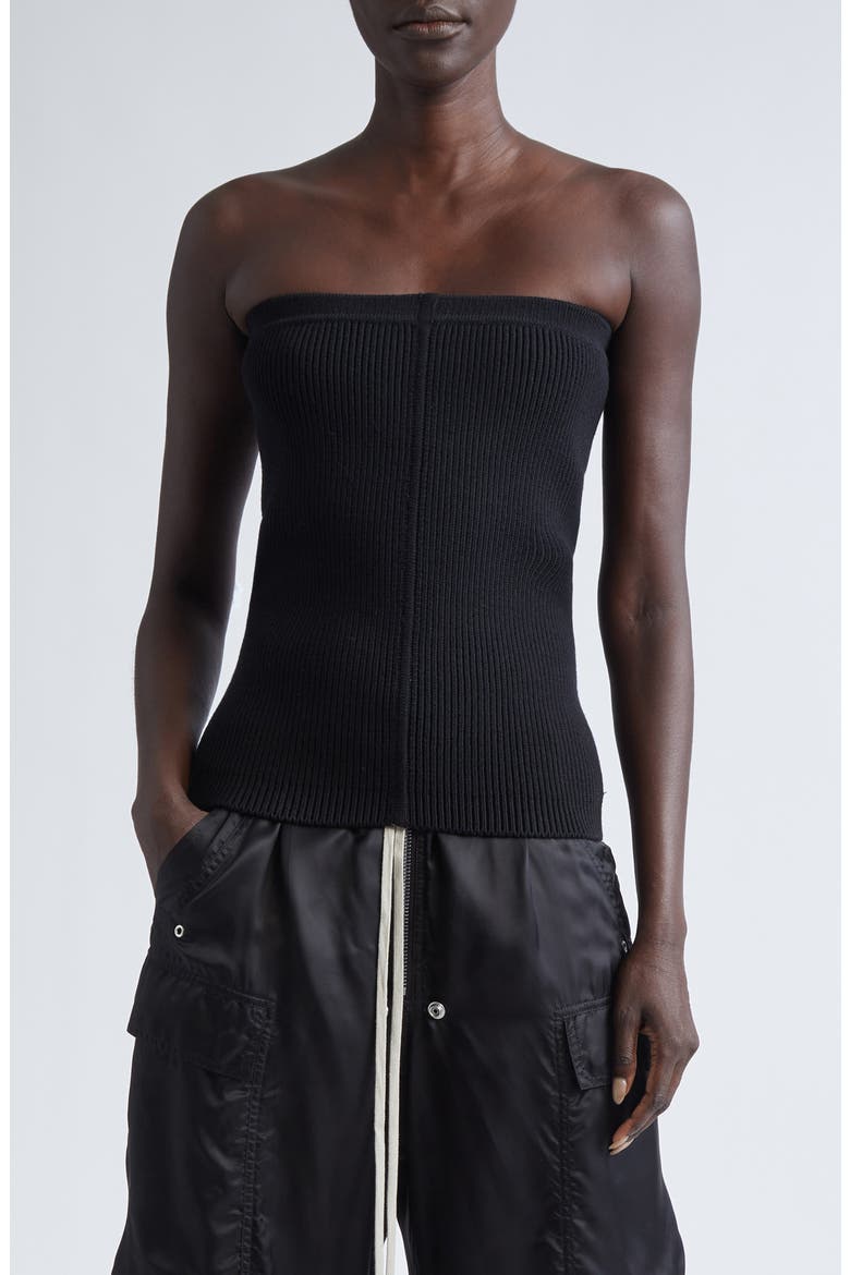 Rib Virgin Wool Blend Tube Top, Main, color, BLACK