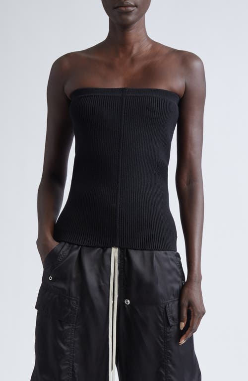 Rick Owens Rib Virgin Wool Blend Tube Top In Black