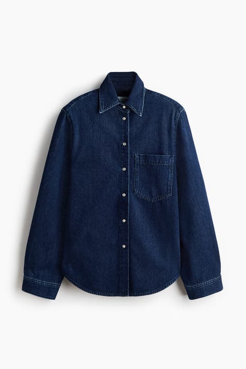 Shoulder-pad Denim Shirt