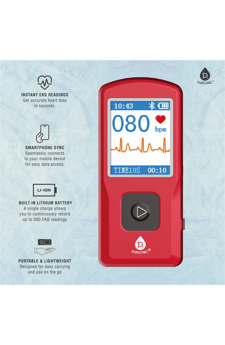 PURSONIC Rechargeable EKG Monitor, Alternate, color, Red