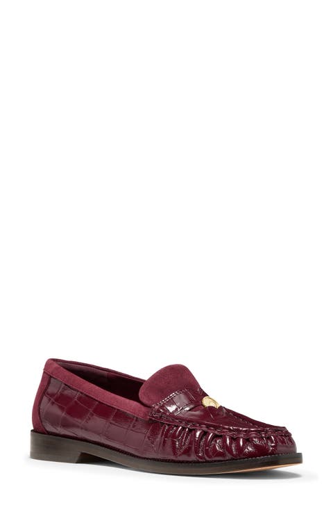Penny Croc Embossed Leather Loafer