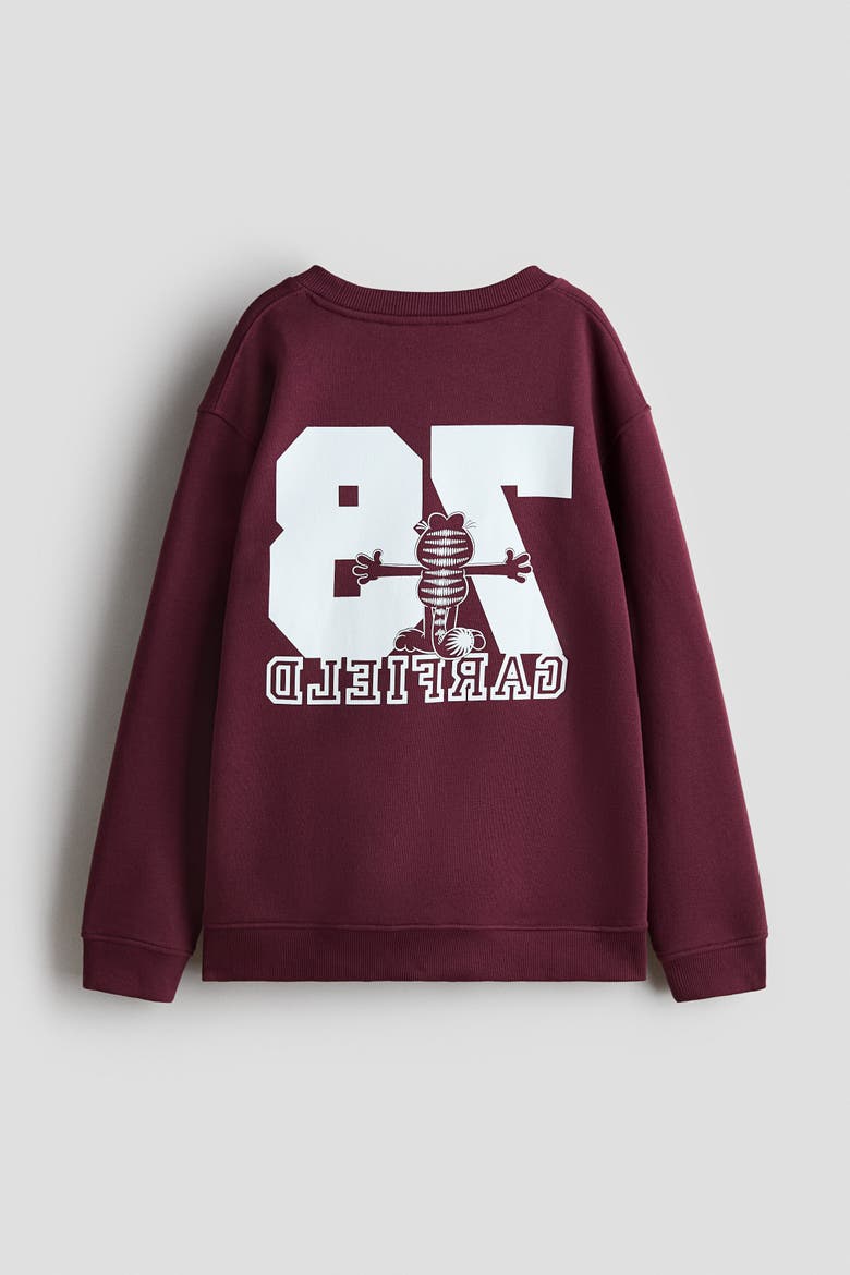 Printed Sweatshirt, Alternate, color, Dark red/Garfield
