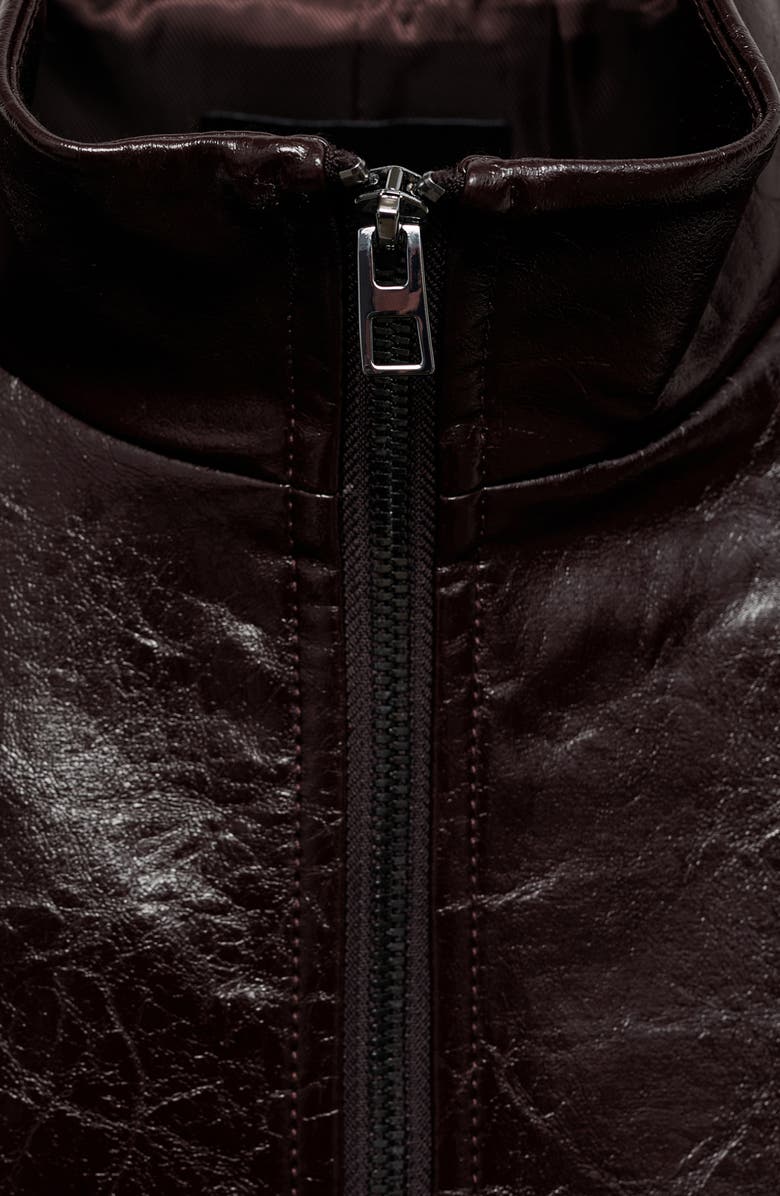 MANGO Mela Faux Leather Jacket, Alternate, color, Brown