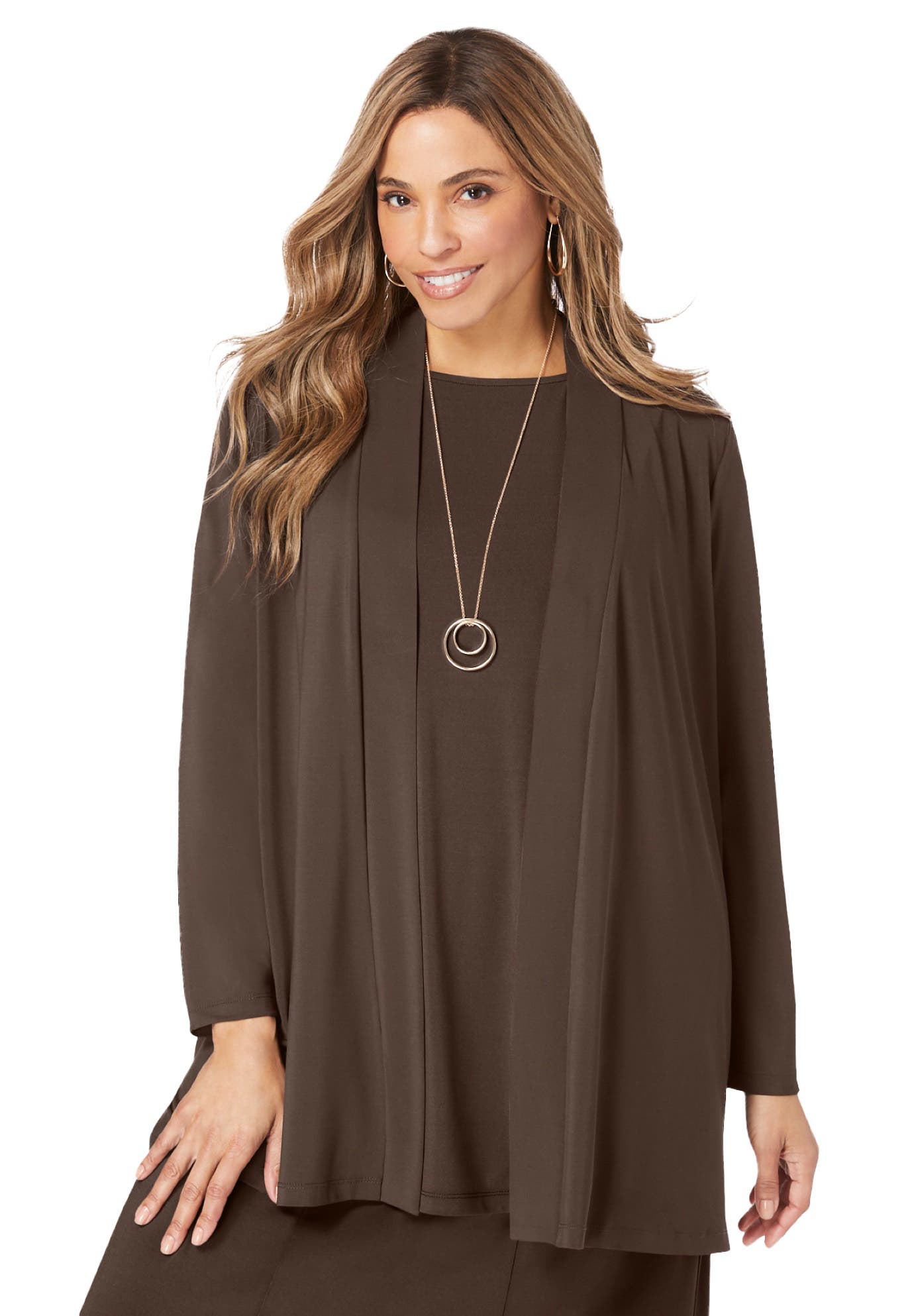 Stretch Knit Open Front Knit Topper - image 5